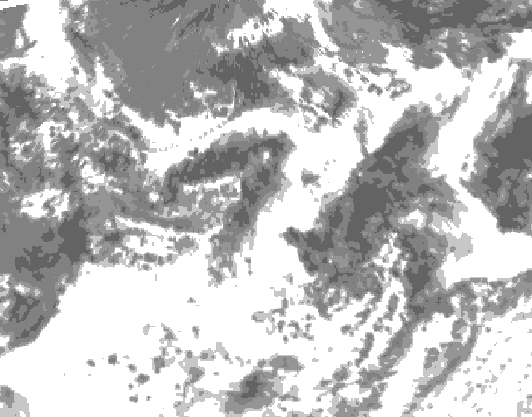 GDPS total cloud 240 hour forecast chart for Canada based on 2025/07/06 0000Z data
