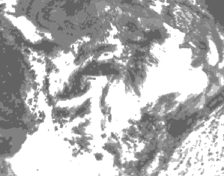 GDPS total cloud 096 hour forecast chart for Canada based on 2025/07/06 1200Z data