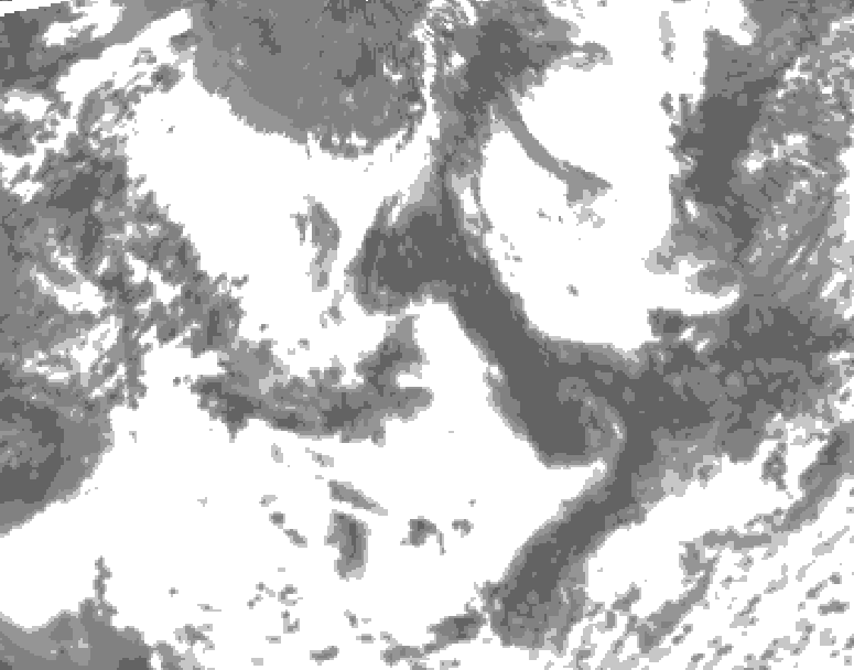 GDPS total cloud 240 hour forecast chart for Canada based on 2025/07/06 1200Z data