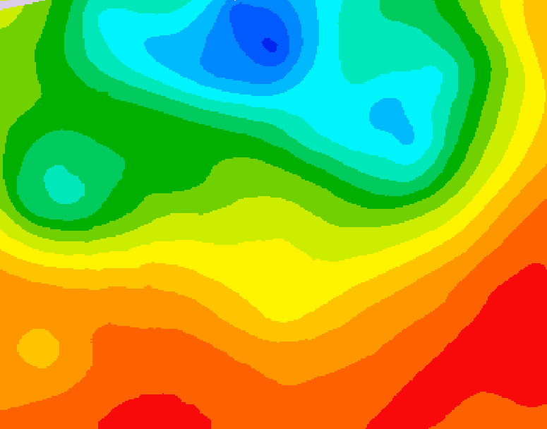 GDPS 500 millibar geopotential height 024 hour forecast chart for Canada based on 2025/07/07 1200Z data