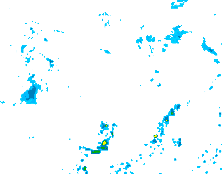GDPS precipitation 012 hour forecast chart for Canada based on 2025/07/07 1200Z data