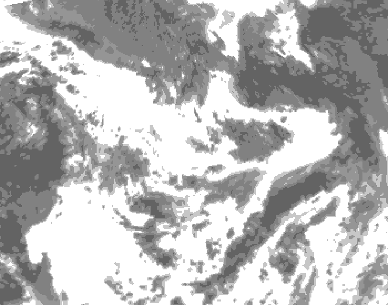 GDPS total cloud 012 hour forecast chart for Canada based on 2025/07/07 0000Z data