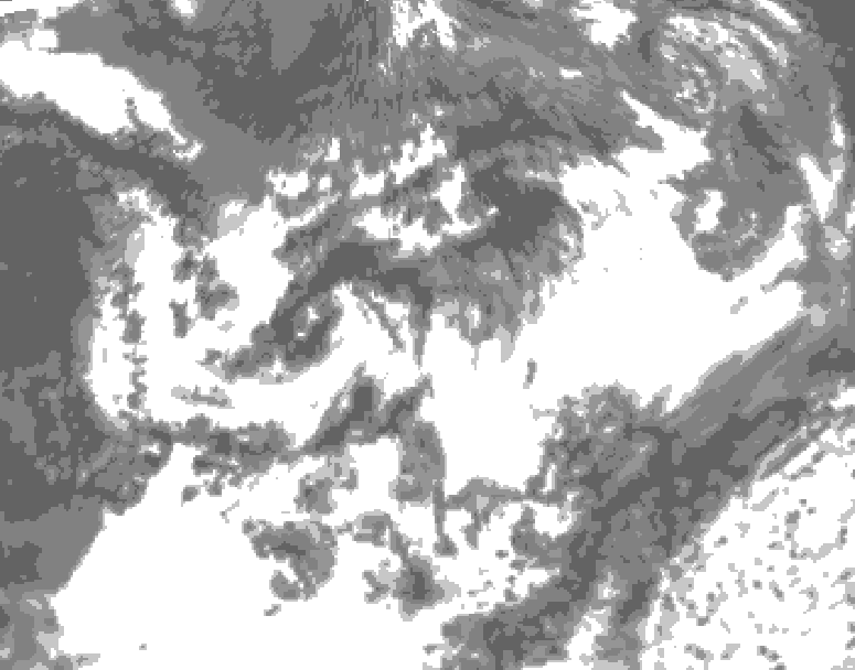 GDPS total cloud 072 hour forecast chart for Canada based on 2025/07/07 1200Z data