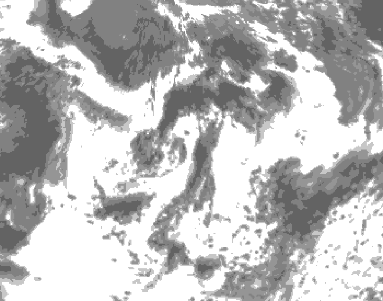 GDPS total cloud 084 hour forecast chart for Canada based on 2025/07/07 1200Z data
