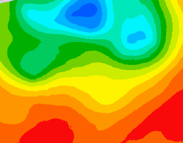 GDPS 500 millibar geopotential height 012 hour forecast chart for Canada based on 2025/07/08 1200Z data