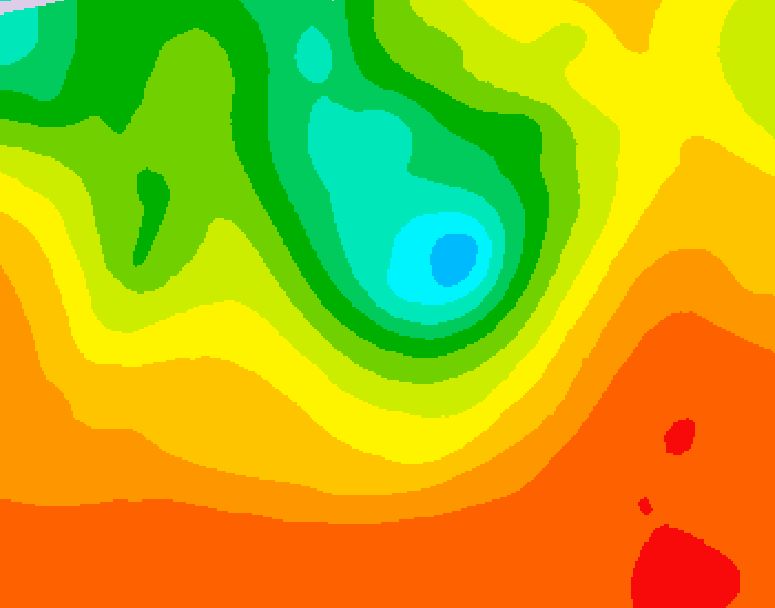 GDPS 500 millibar geopotential height 222 hour forecast chart for Canada based on 2025/07/08 1200Z data