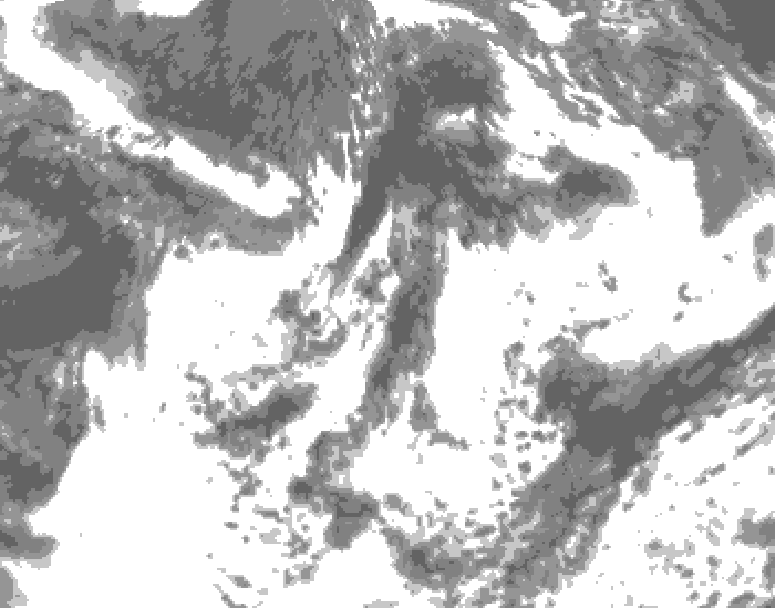 GDPS total cloud 072 hour forecast chart for Canada based on 2025/07/08 0000Z data