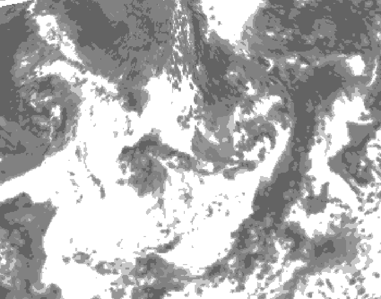 GDPS total cloud 240 hour forecast chart for Canada based on 2025/07/08 0000Z data