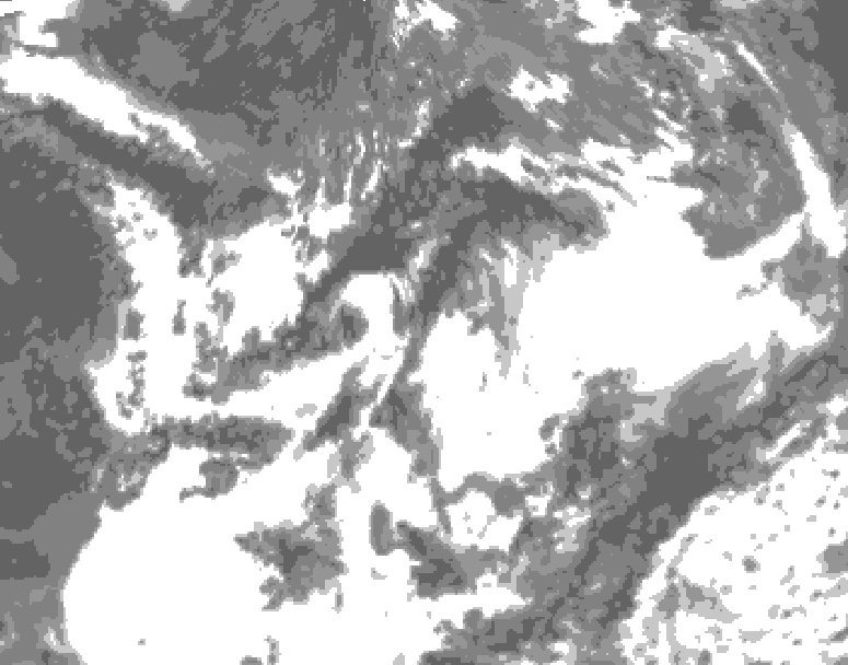 GDPS total cloud 048 hour forecast chart for Canada based on 2025/07/08 1200Z data
