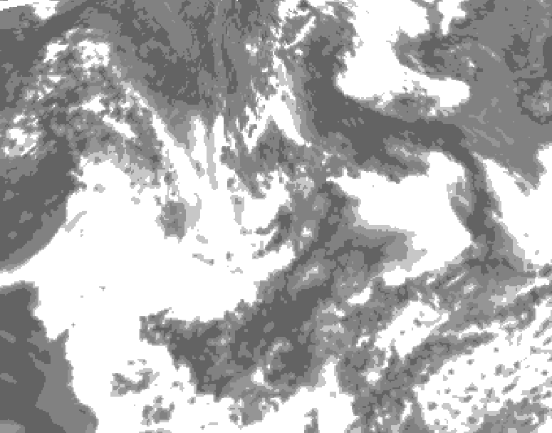 GDPS total cloud 192 hour forecast chart for Canada based on 2025/07/08 1200Z data