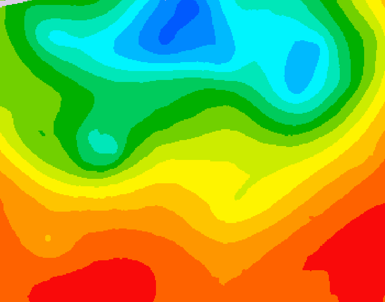 GDPS 500 millibar geopotential height 012 hour forecast chart for Canada based on 2025/07/09 0000Z data
