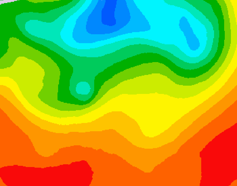 GDPS 500 millibar geopotential height 024 hour forecast chart for Canada based on 2025/07/09 0000Z data