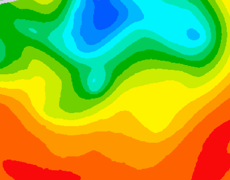 GDPS 500 millibar geopotential height 036 hour forecast chart for Canada based on 2025/07/09 0000Z data