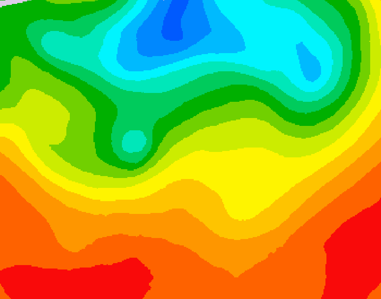 GDPS 500 millibar geopotential height 012 hour forecast chart for Canada based on 2025/07/09 1200Z data