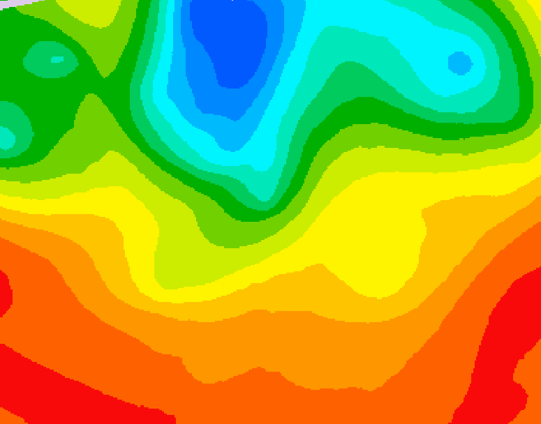 GDPS 500 millibar geopotential height 036 hour forecast chart for Canada based on 2025/07/09 1200Z data