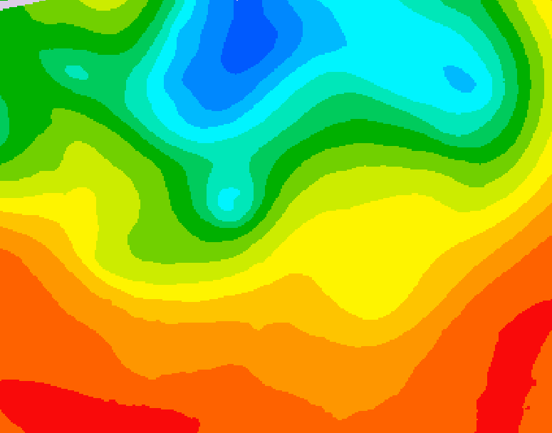GDPS 500 millibar geopotential height 012 hour forecast chart for Canada based on 2025/07/10 0000Z data