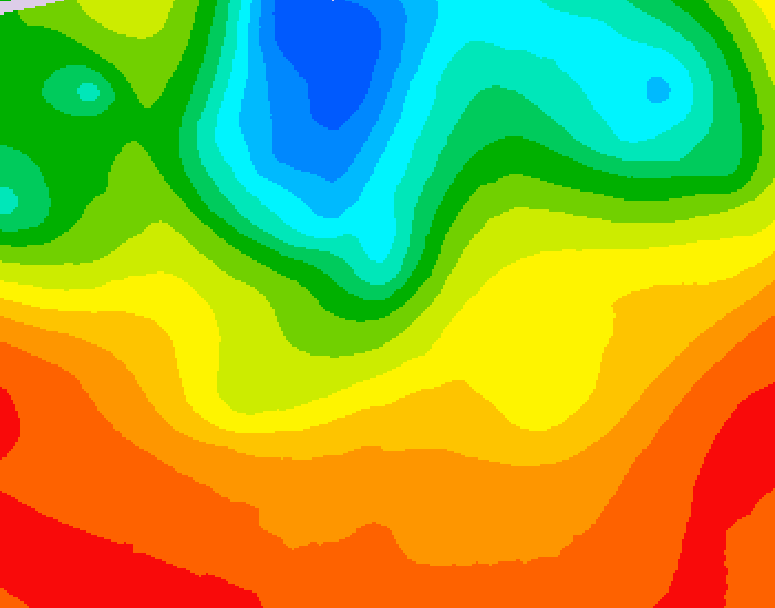 GDPS 500 millibar geopotential height 024 hour forecast chart for Canada based on 2025/07/10 0000Z data