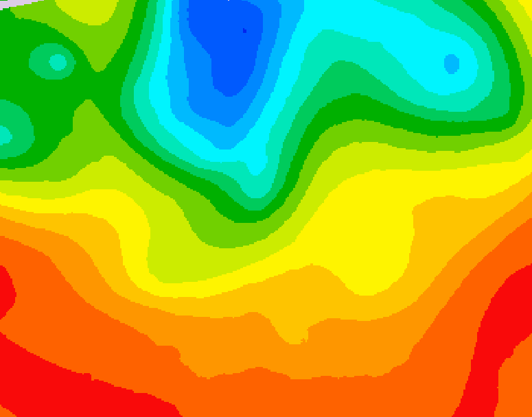GDPS 500 millibar geopotential height 012 hour forecast chart for Canada based on 2025/07/10 1200Z data