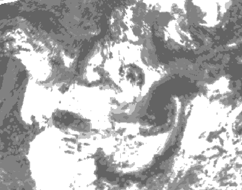 GDPS total cloud 210 hour forecast chart for Canada based on 2025/07/10 0000Z data