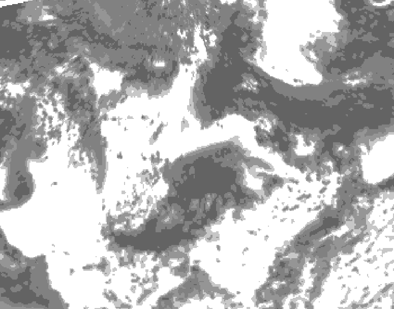 GDPS total cloud 132 hour forecast chart for Canada based on 2025/07/10 1200Z data
