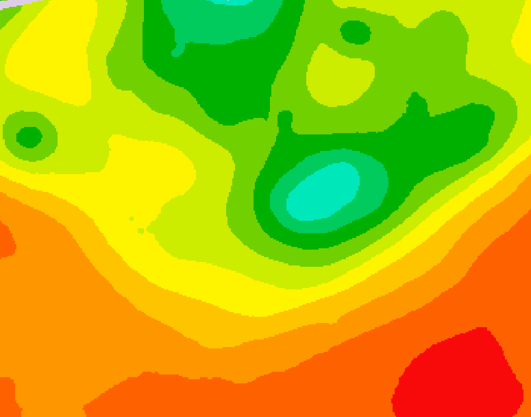 GDPS 500 millibar geopotential height 132 hour forecast chart for Canada based on 2025/07/12 0000Z data