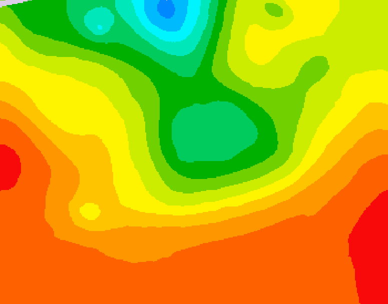 GDPS 500 millibar geopotential height 036 hour forecast chart for Canada based on 2025/07/14 0000Z data