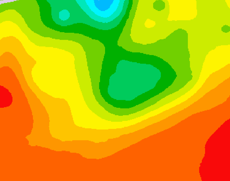 GDPS 500 millibar geopotential height 036 hour forecast chart for Canada based on 2025/07/14 1200Z data
