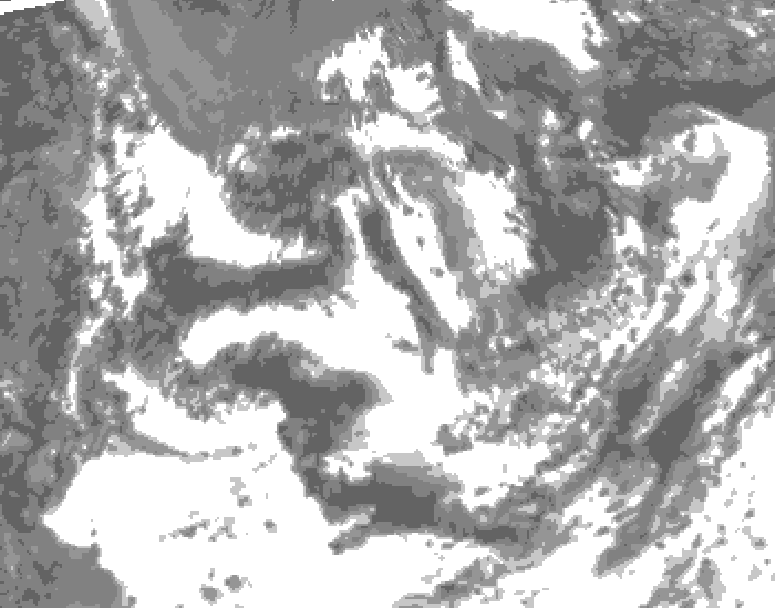 GDPS total cloud 102 hour forecast chart for Canada based on 2025/07/16 1200Z data