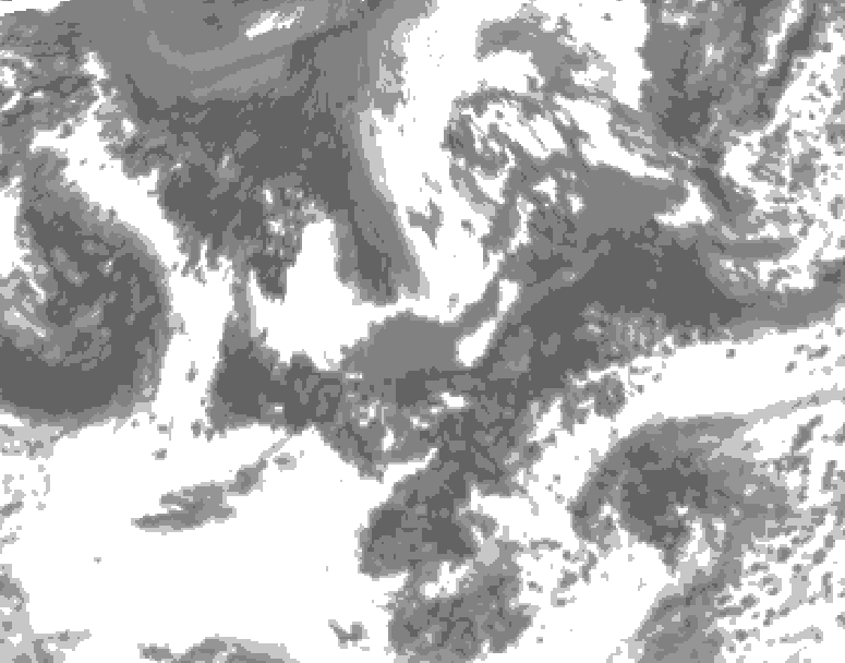 GDPS total cloud 144 hour forecast chart for Canada based on 2025/09/12 1200Z data