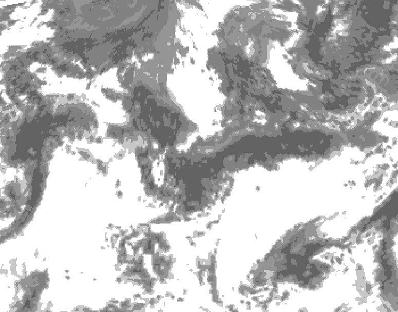 GDPS total cloud 012 hour forecast chart for Canada based on 2025/09/16 1200Z data