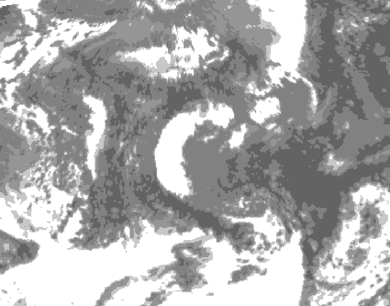 GDPS total cloud 240 hour forecast chart for Canada based on 2025/10/09 0000Z data