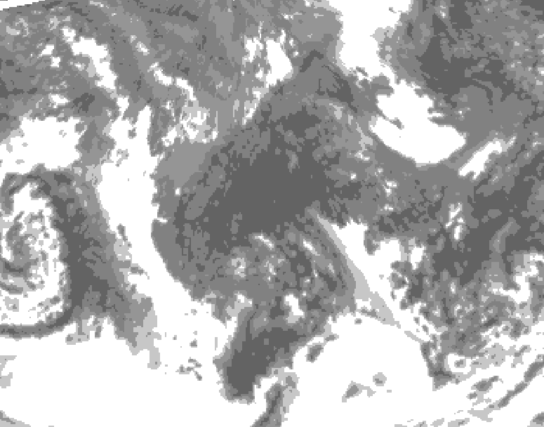 GDPS total cloud 240 hour forecast chart for Canada based on 2025/10/10 0000Z data