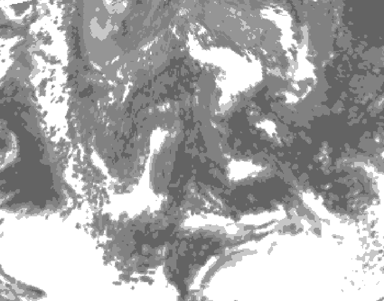 GDPS total cloud 204 hour forecast chart for Canada based on 2025/10/10 1200Z data