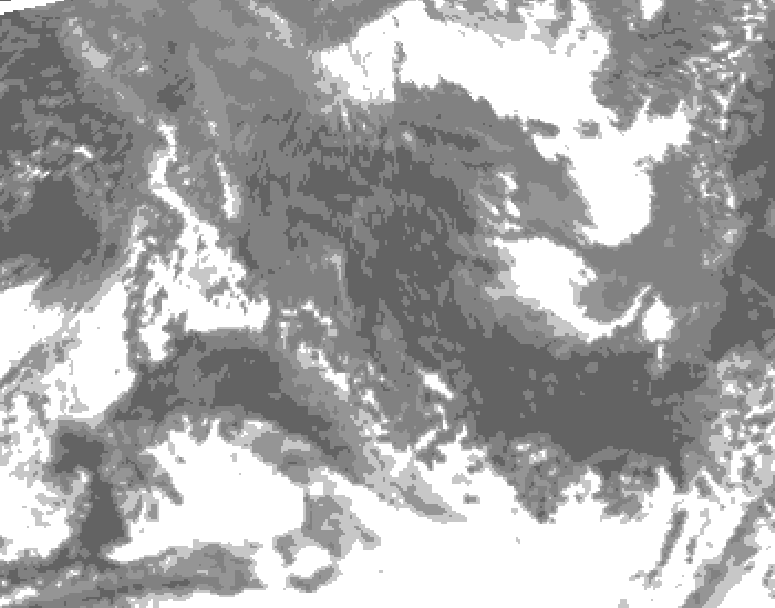 GDPS total cloud 216 hour forecast chart for Canada based on 2025/10/11 1200Z data