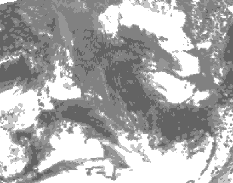 GDPS total cloud 222 hour forecast chart for Canada based on 2025/10/11 1200Z data
