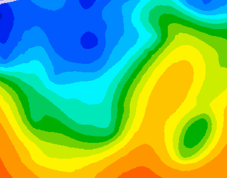 GDPS 500 millibar geopotential height 222 hour forecast chart for Canada based on 2025/10/12 1200Z data