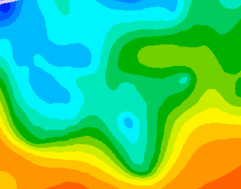 GDPS 500 millibar geopotential height 150 hour forecast chart for Canada based on 2025/10/13 1200Z data