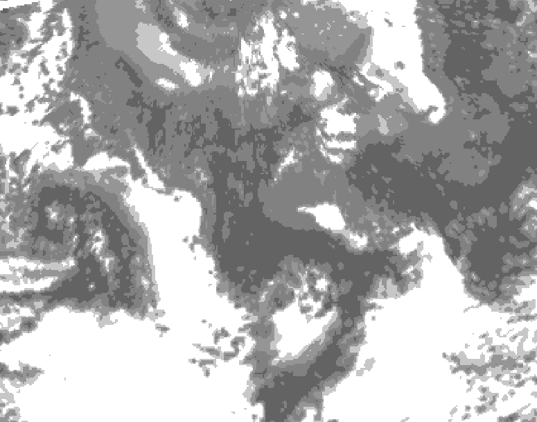 GDPS total cloud 132 hour forecast chart for Canada based on 2025/10/13 1200Z data