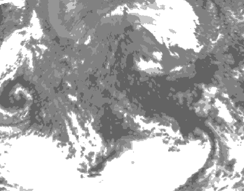GDPS total cloud 180 hour forecast chart for Canada based on 2025/10/13 1200Z data
