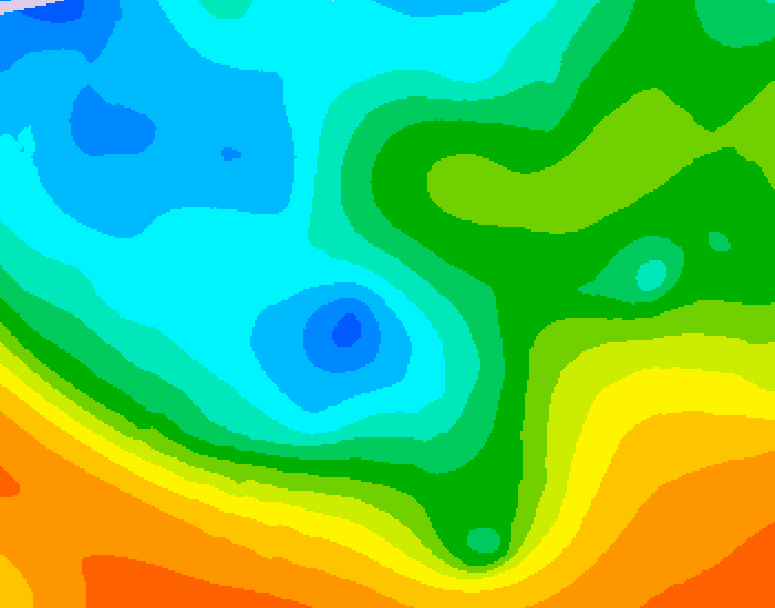 GDPS 500 millibar geopotential height 126 hour forecast chart for Canada based on 2025/10/14 1200Z data