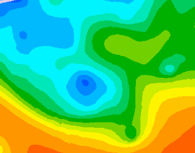 GDPS 500 millibar geopotential height 132 hour forecast chart for Canada based on 2025/10/14 1200Z data