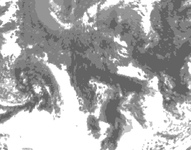 GDPS total cloud 108 hour forecast chart for Canada based on 2025/10/14 1200Z data