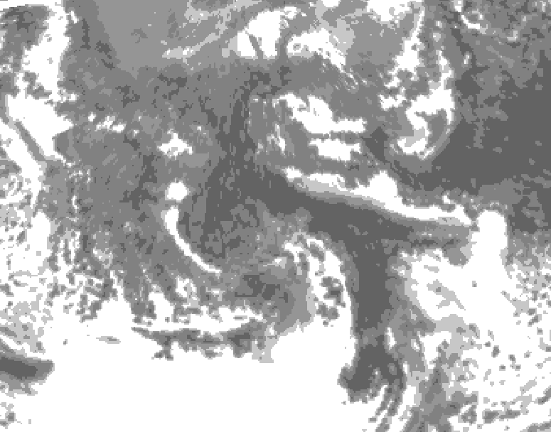 GDPS total cloud 132 hour forecast chart for Canada based on 2025/10/14 1200Z data