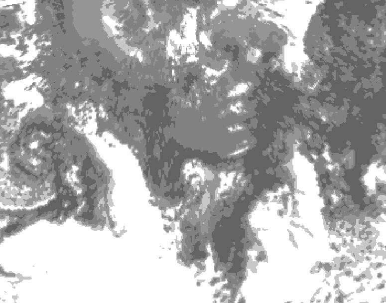 GDPS total cloud 096 hour forecast chart for Canada based on 2025/10/15 0000Z data