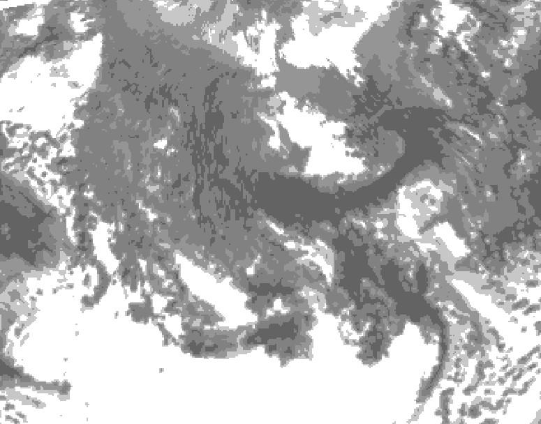 GDPS total cloud 132 hour forecast chart for Canada based on 2025/10/15 0000Z data