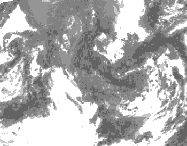 GDPS total cloud 216 hour forecast chart for Canada based on 2025/10/15 0000Z data