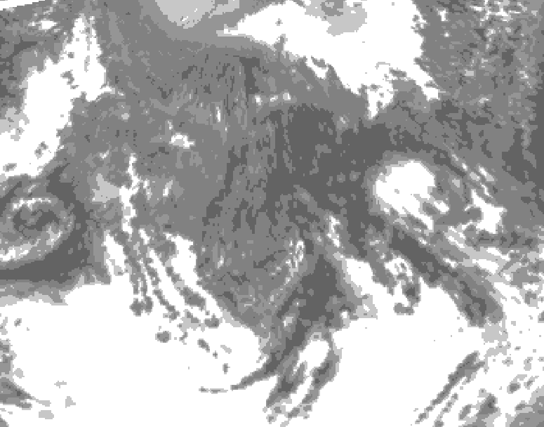 GDPS total cloud 132 hour forecast chart for Canada based on 2025/10/15 1200Z data