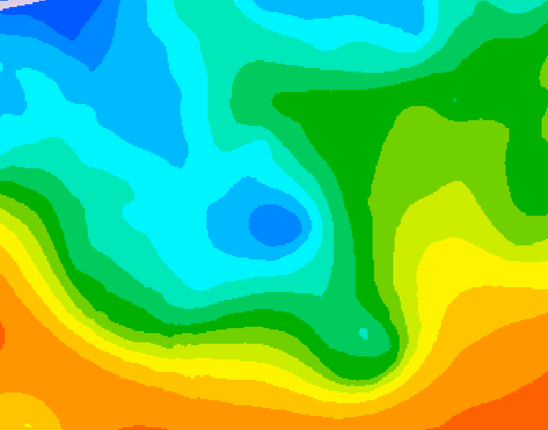 GDPS 500 millibar geopotential height 096 hour forecast chart for Canada based on 2025/10/16 0000Z data