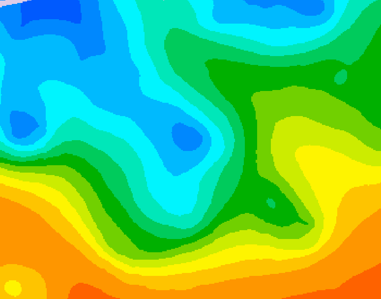 GDPS 500 millibar geopotential height 114 hour forecast chart for Canada based on 2025/10/16 0000Z data
