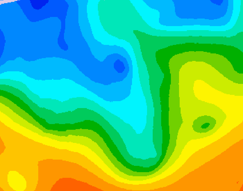 GDPS 500 millibar geopotential height 138 hour forecast chart for Canada based on 2025/10/16 0000Z data